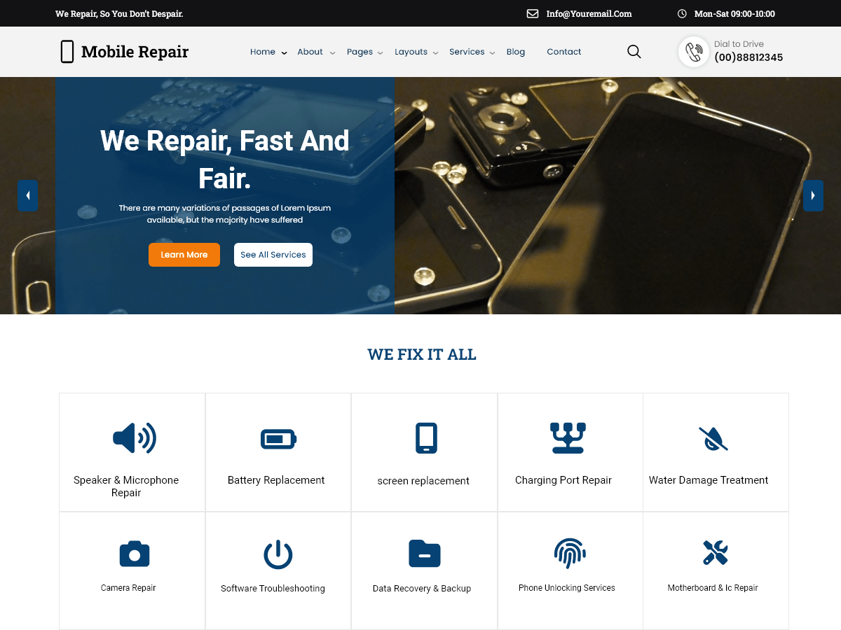Mobile Repair Center theme screenshot