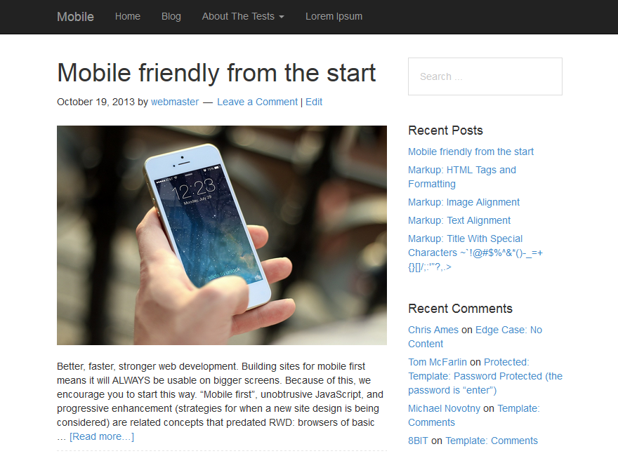Mobile theme screenshot