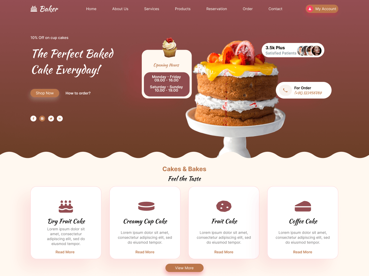 Modern Bakery Shop theme screenshot