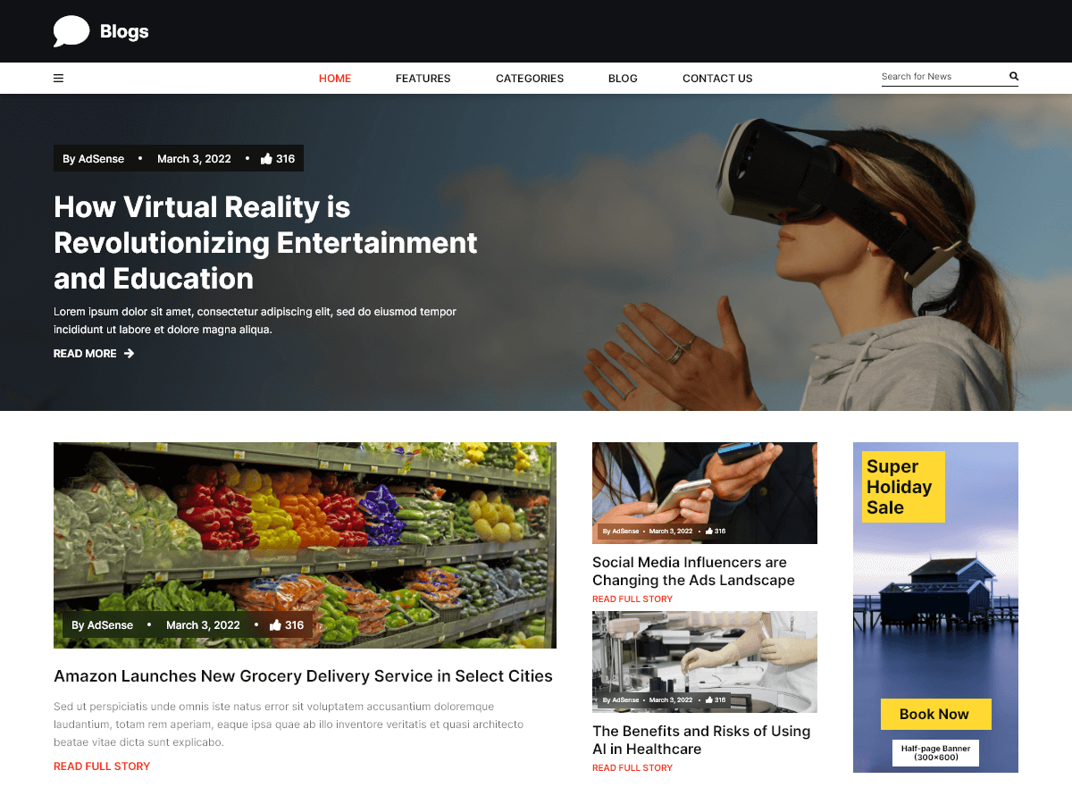 Modern Blogger theme screenshot