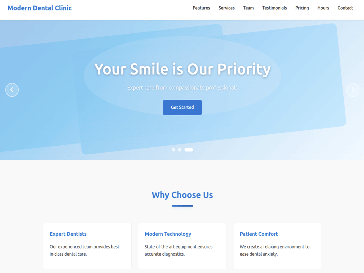Modern Dental Clinic theme screenshot