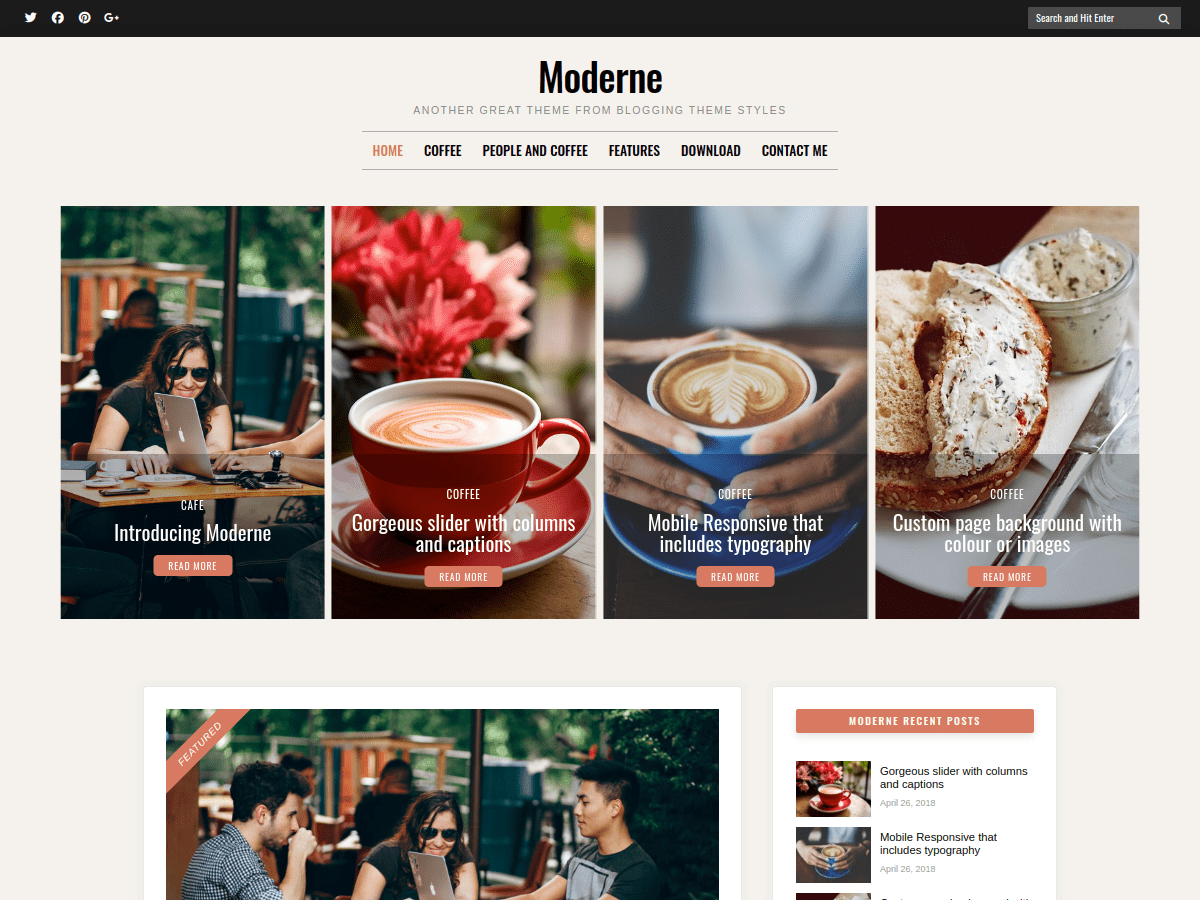 Moderne theme screenshot