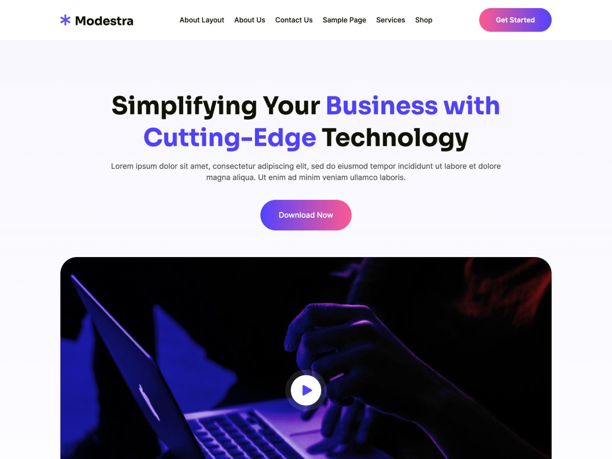 Modestra theme screenshot