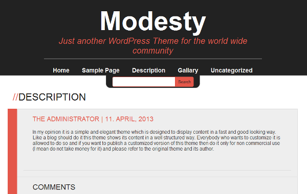 Modesty theme screenshot