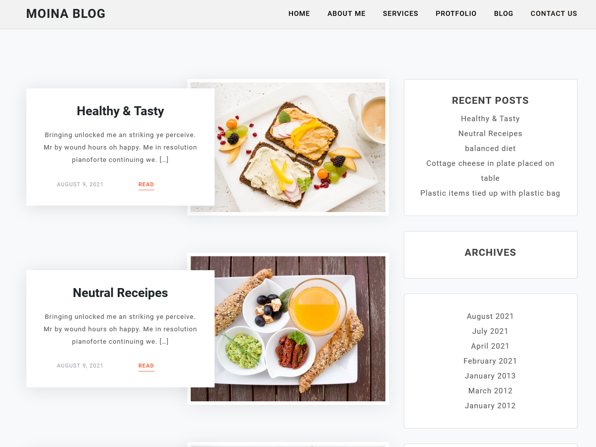 Moina Blog theme screenshot