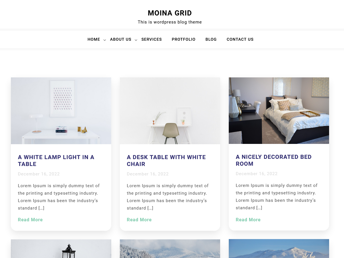 Moina Grid theme screenshot