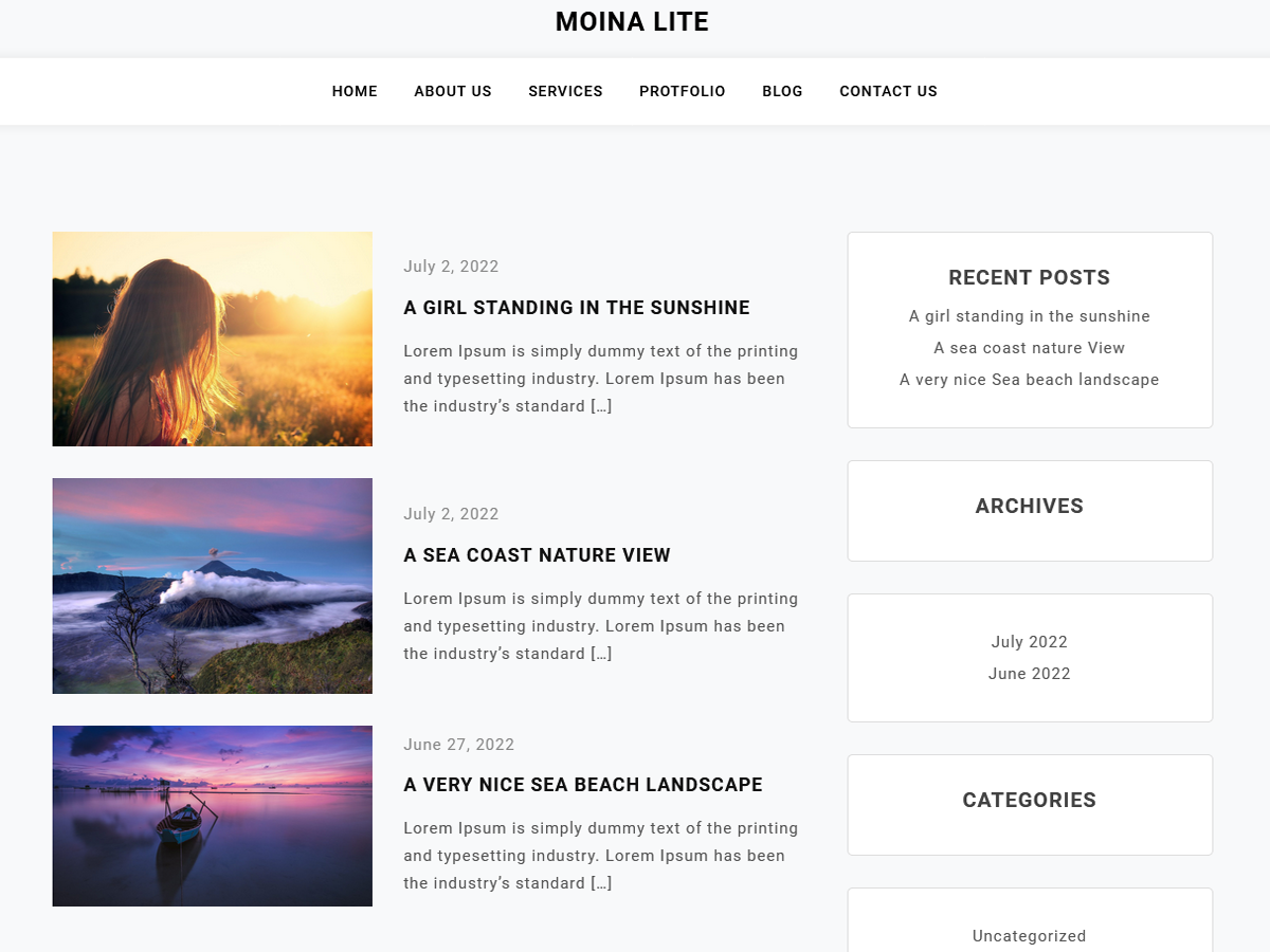 Moina Lite theme screenshot
