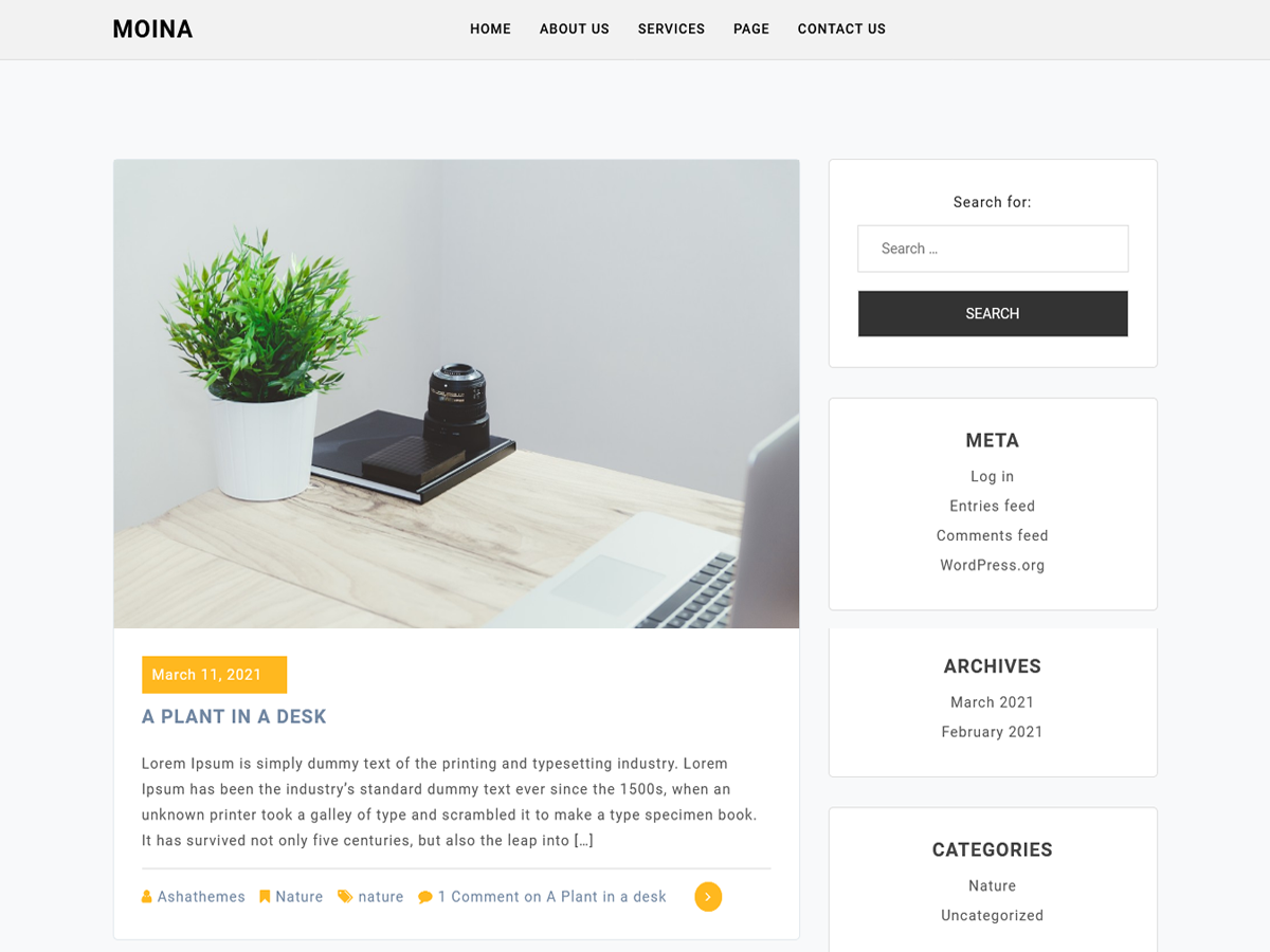 Moina theme screenshot