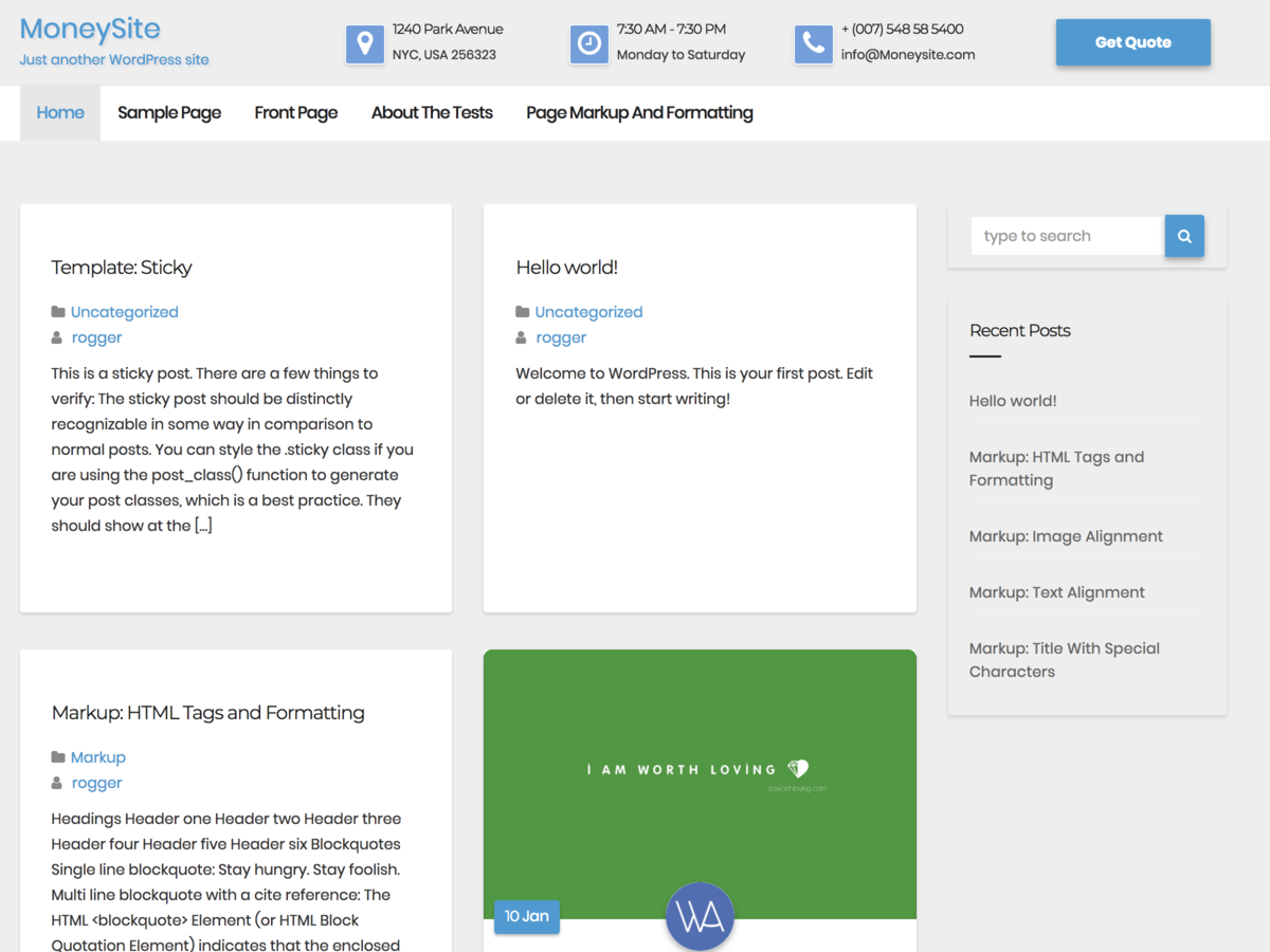 Moneysite theme screenshot