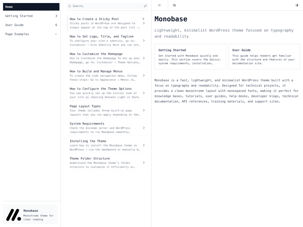 Monobase theme screenshot