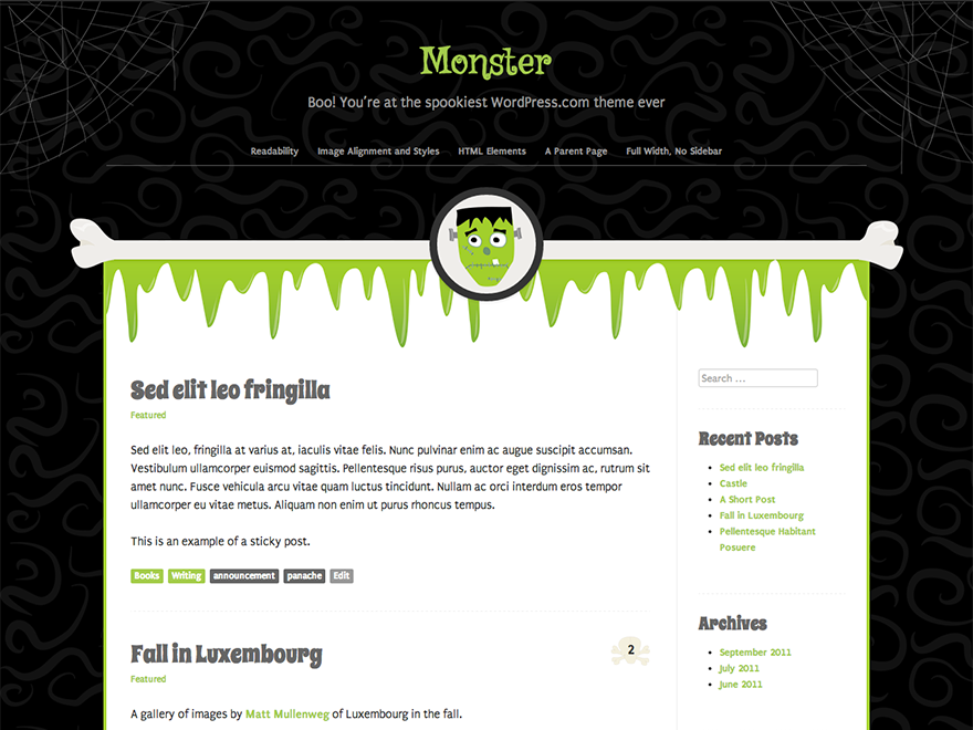 Monster theme screenshot