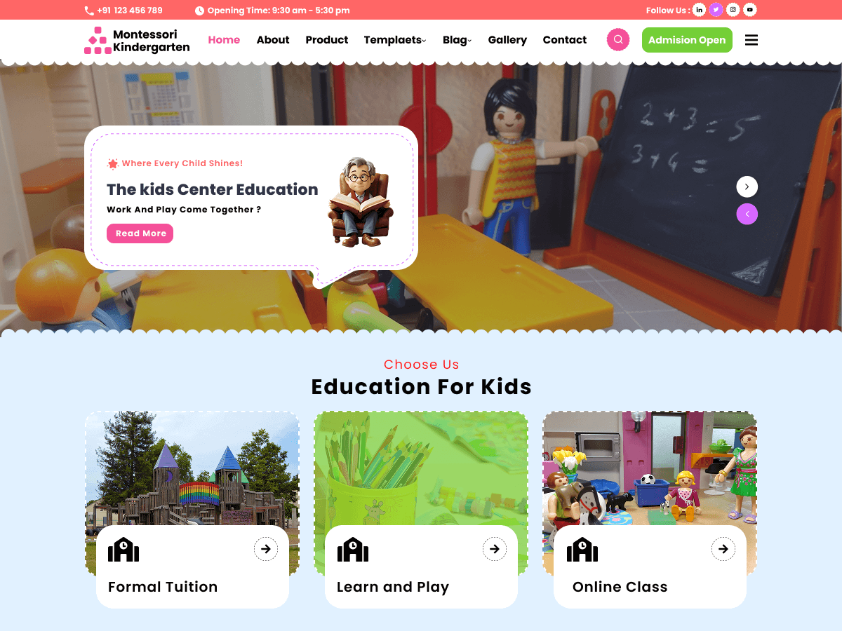 Montessori Kindergarten theme screenshot