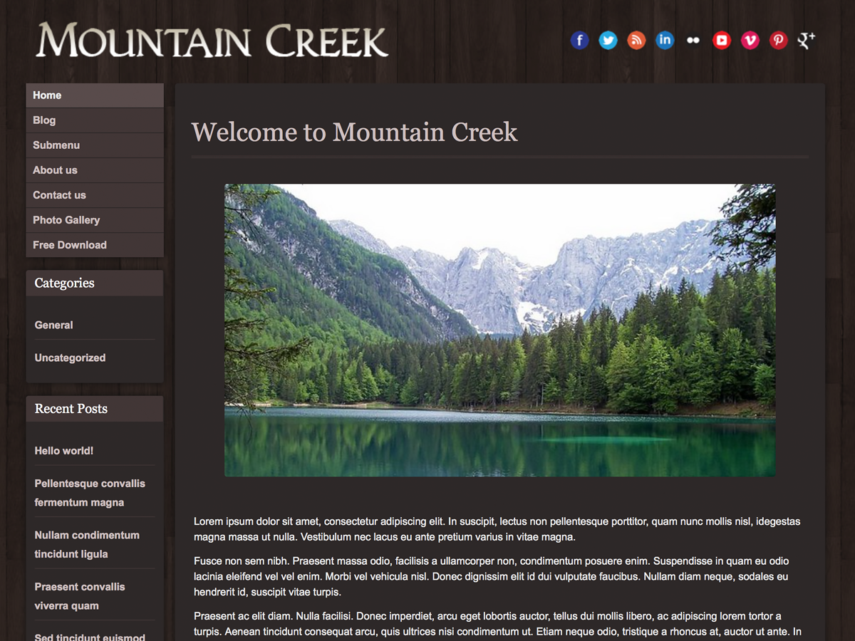 Mountain Creek theme screenshot
