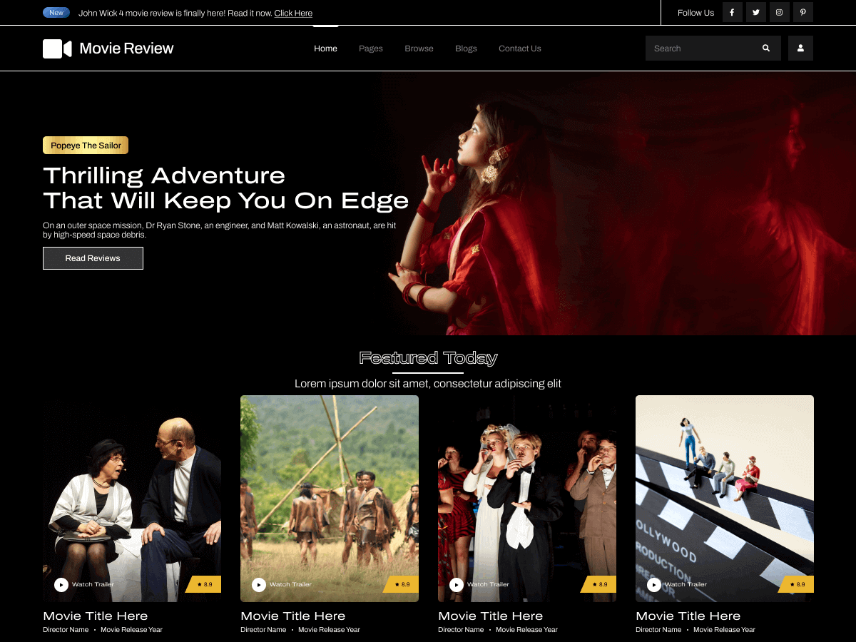 Movie Critic Review theme screenshot