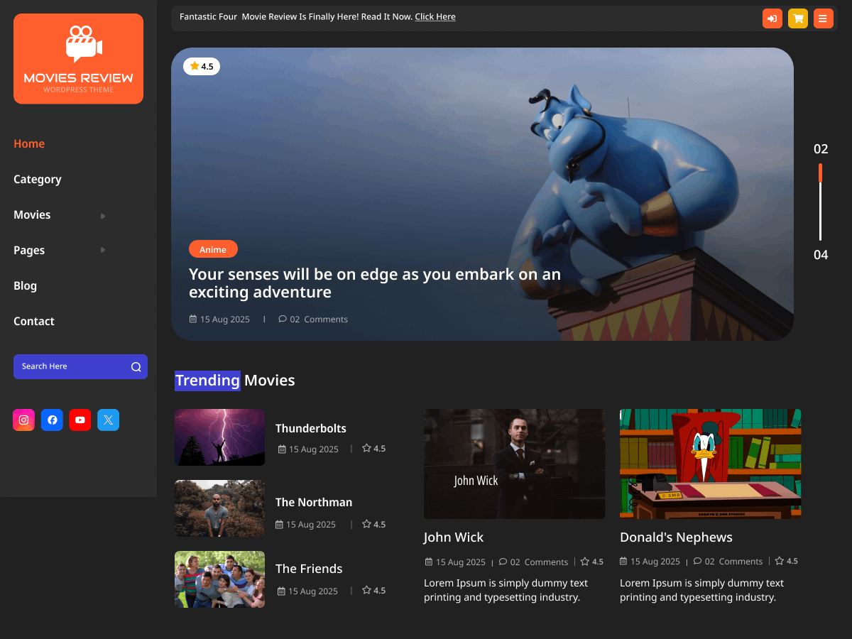 Movie Rating Blog theme screenshot