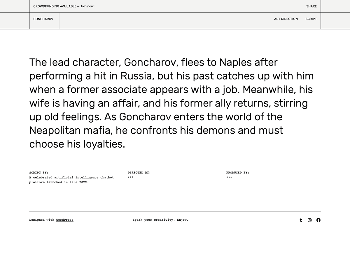 Moviescript theme screenshot
