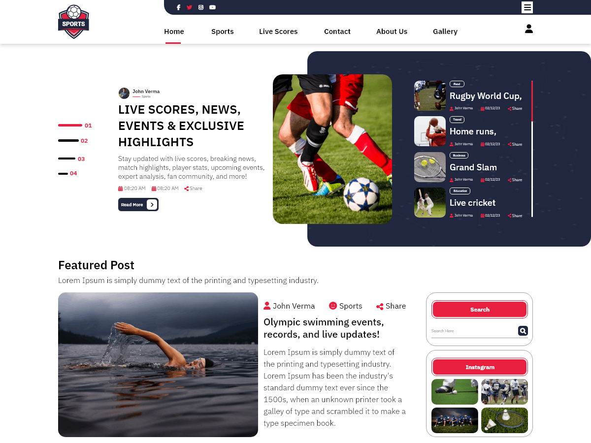 Multi Sports Club theme screenshot