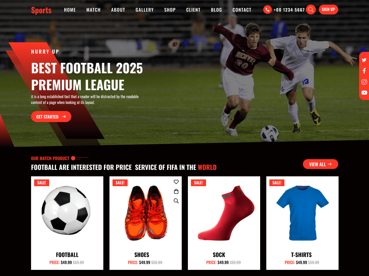 Multipurpose Sports Club theme screenshot