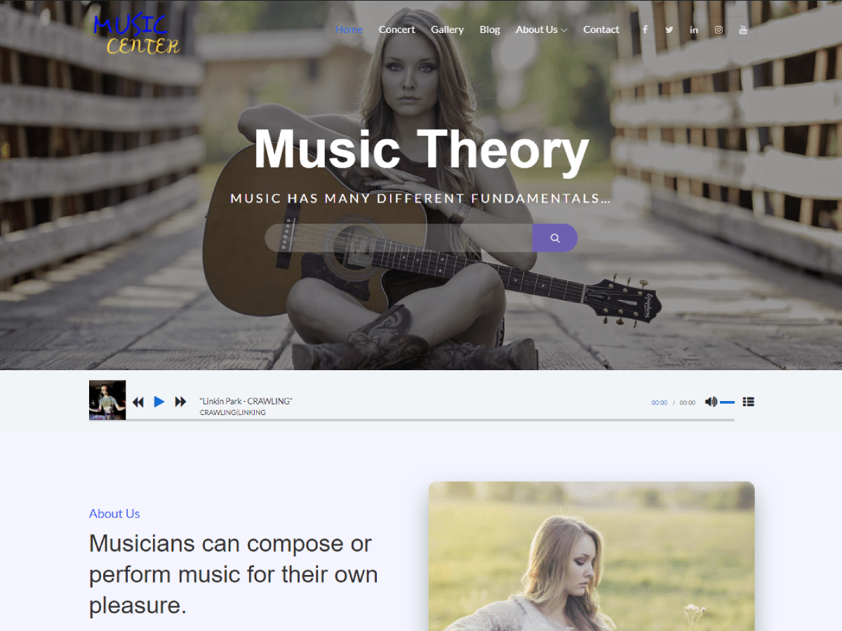 Music Center theme screenshot
