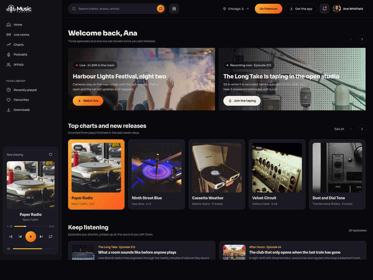 Music Podcast theme screenshot