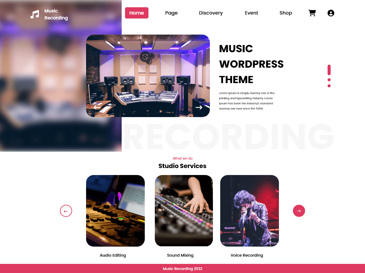 Music Recording Studio theme screenshot