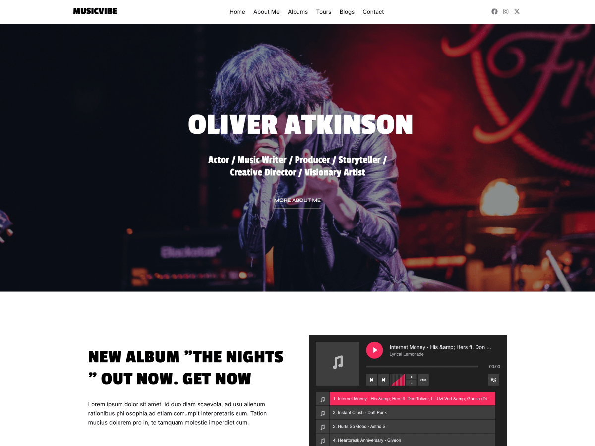 MusicVibe theme screenshot