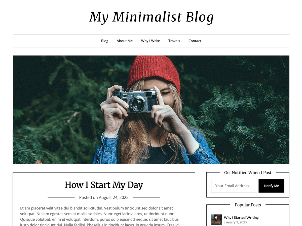 My Minimalist Blog theme screenshot