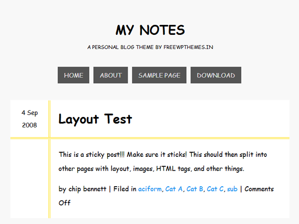 My Notes theme screenshot