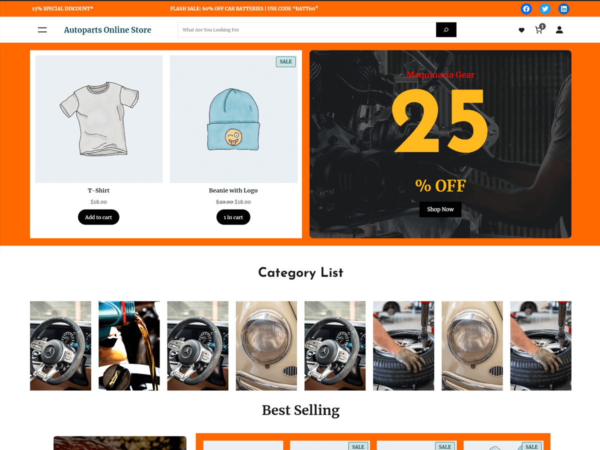 NAS Autoparts Online Store theme screenshot