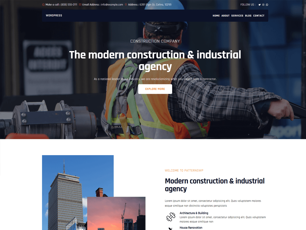 Nas Construction Group theme screenshot