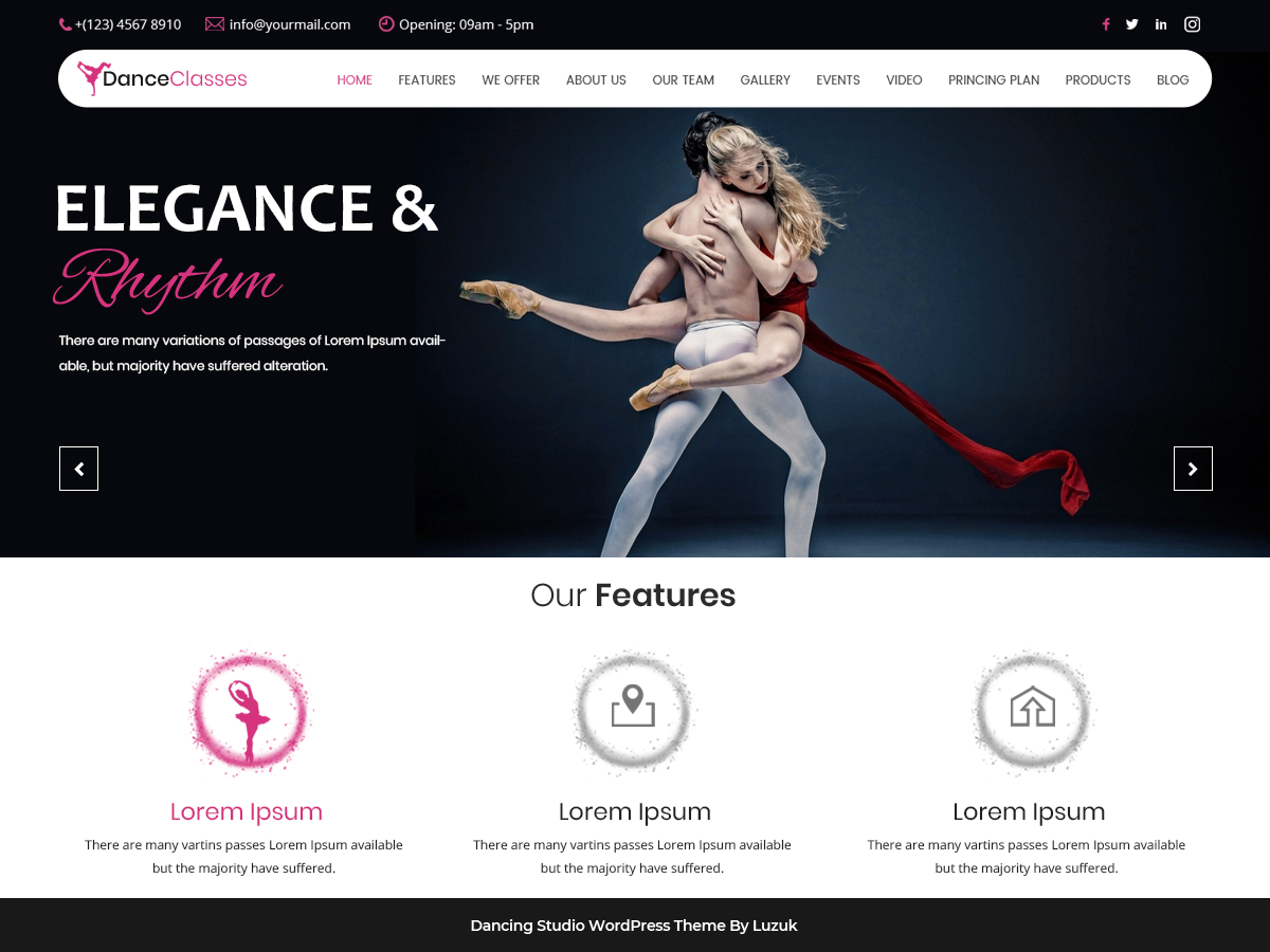 Nataraj Dance Studio theme screenshot