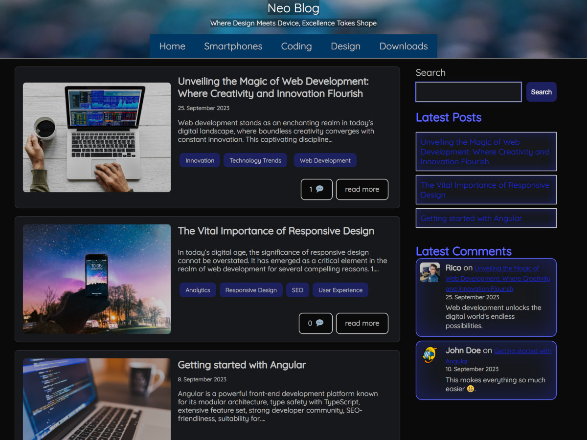Neo Blog theme screenshot