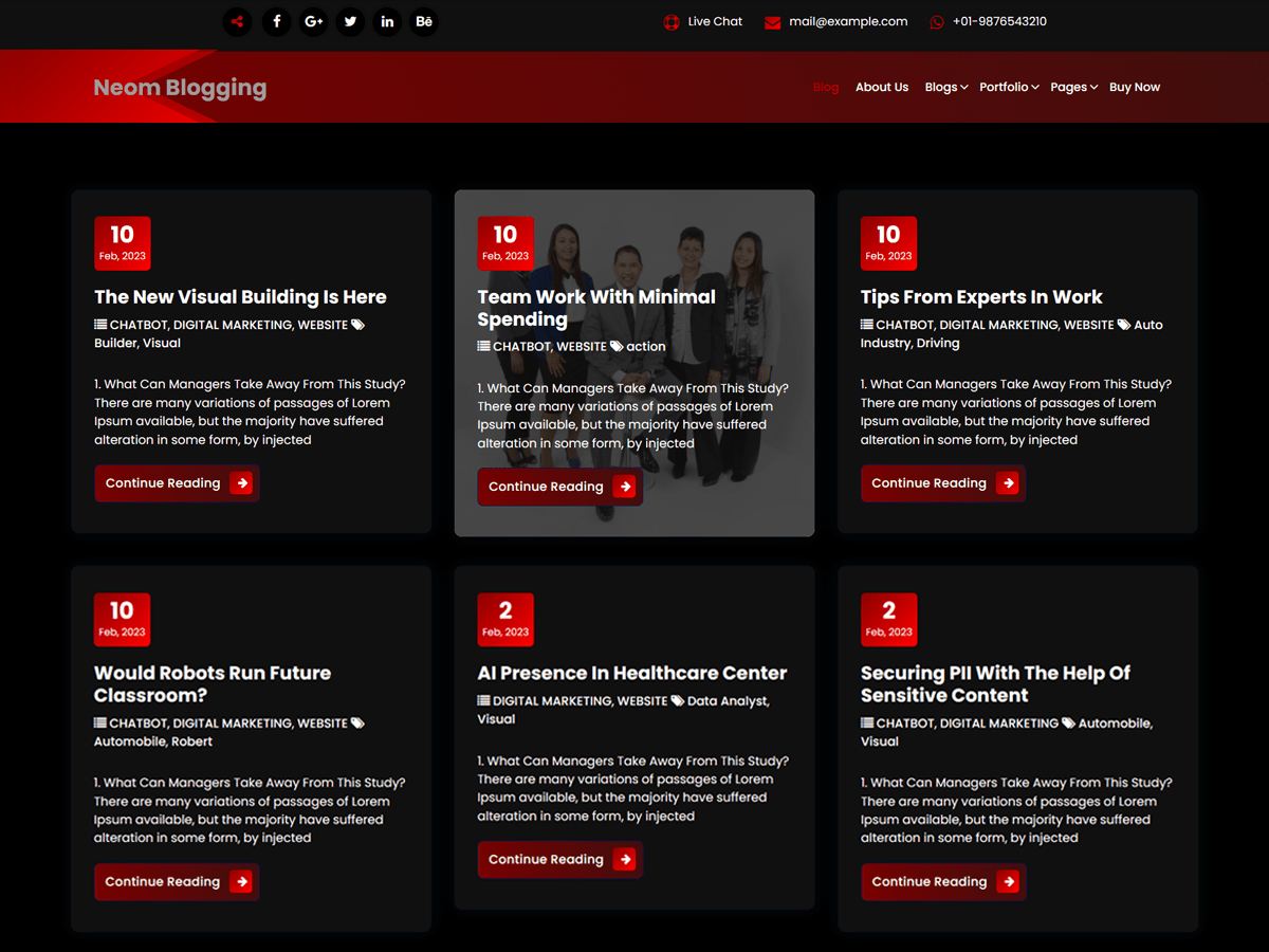 Neom Blogger theme screenshot