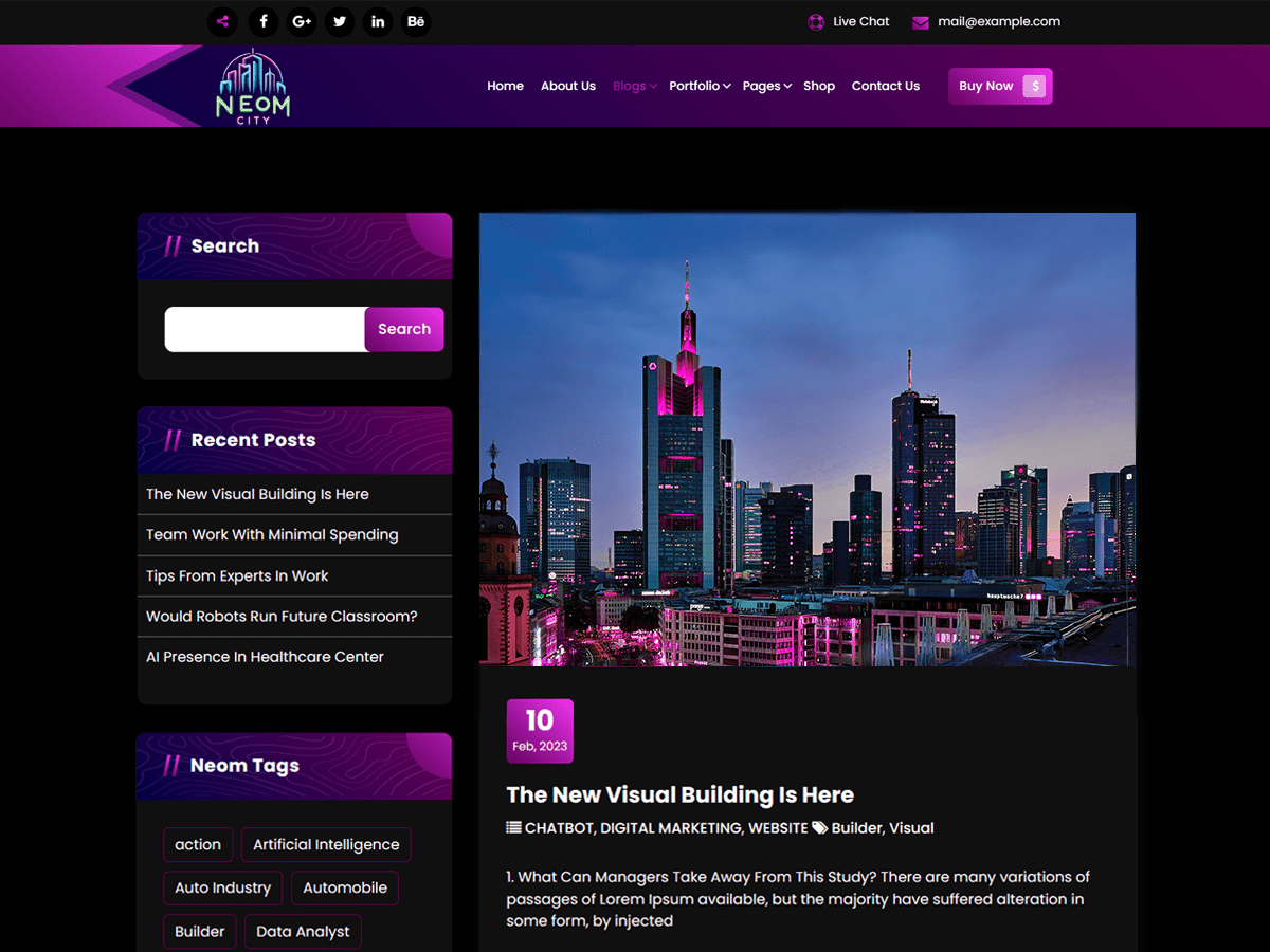 Neom City theme screenshot