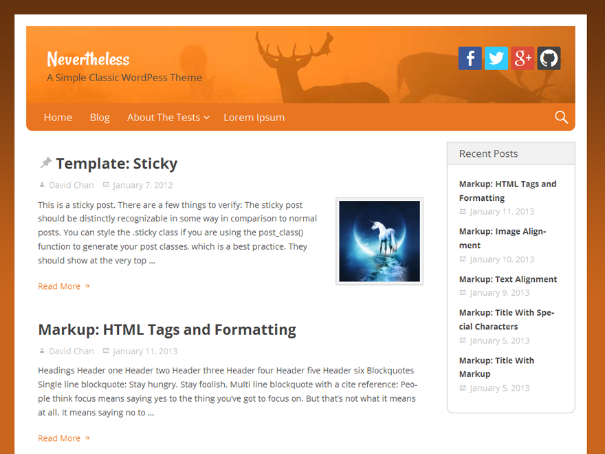 Nevertheless theme screenshot