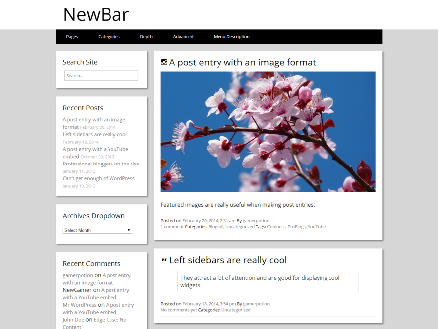 NewBar theme screenshot