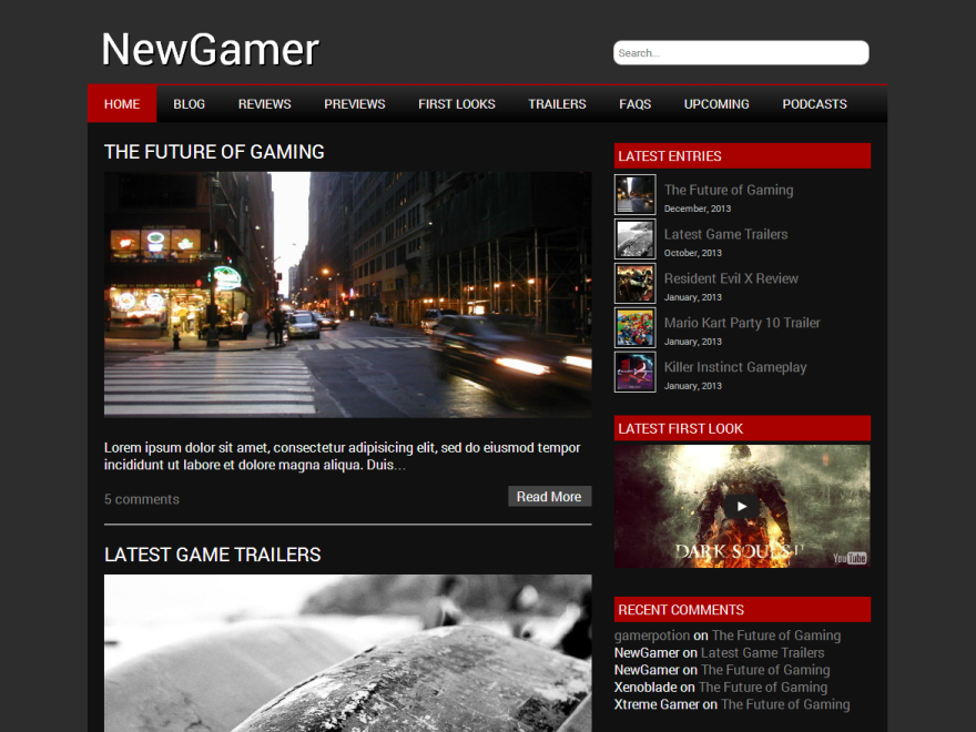 NewGamer theme screenshot