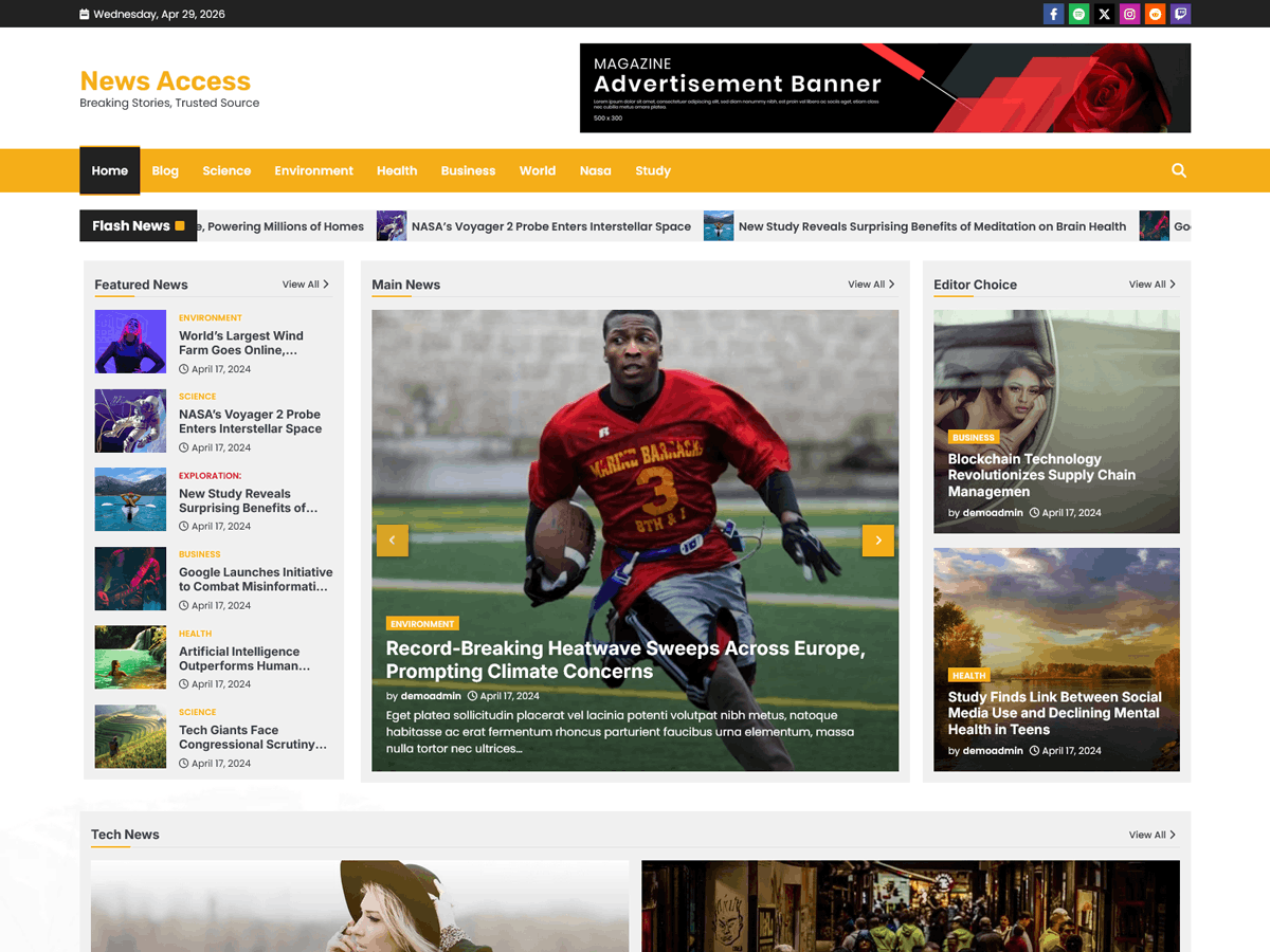 News Access theme screenshot