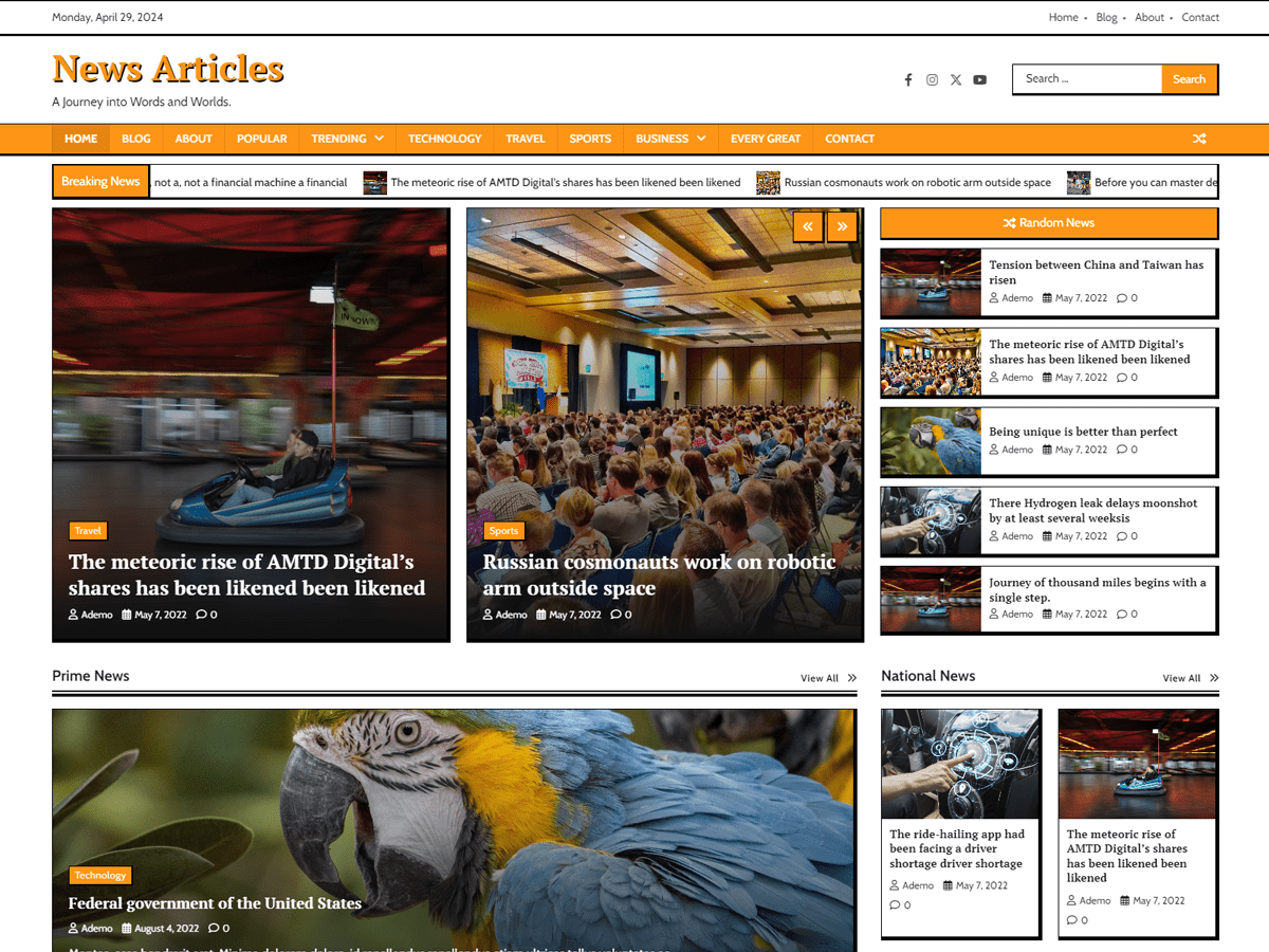 News Articles theme screenshot