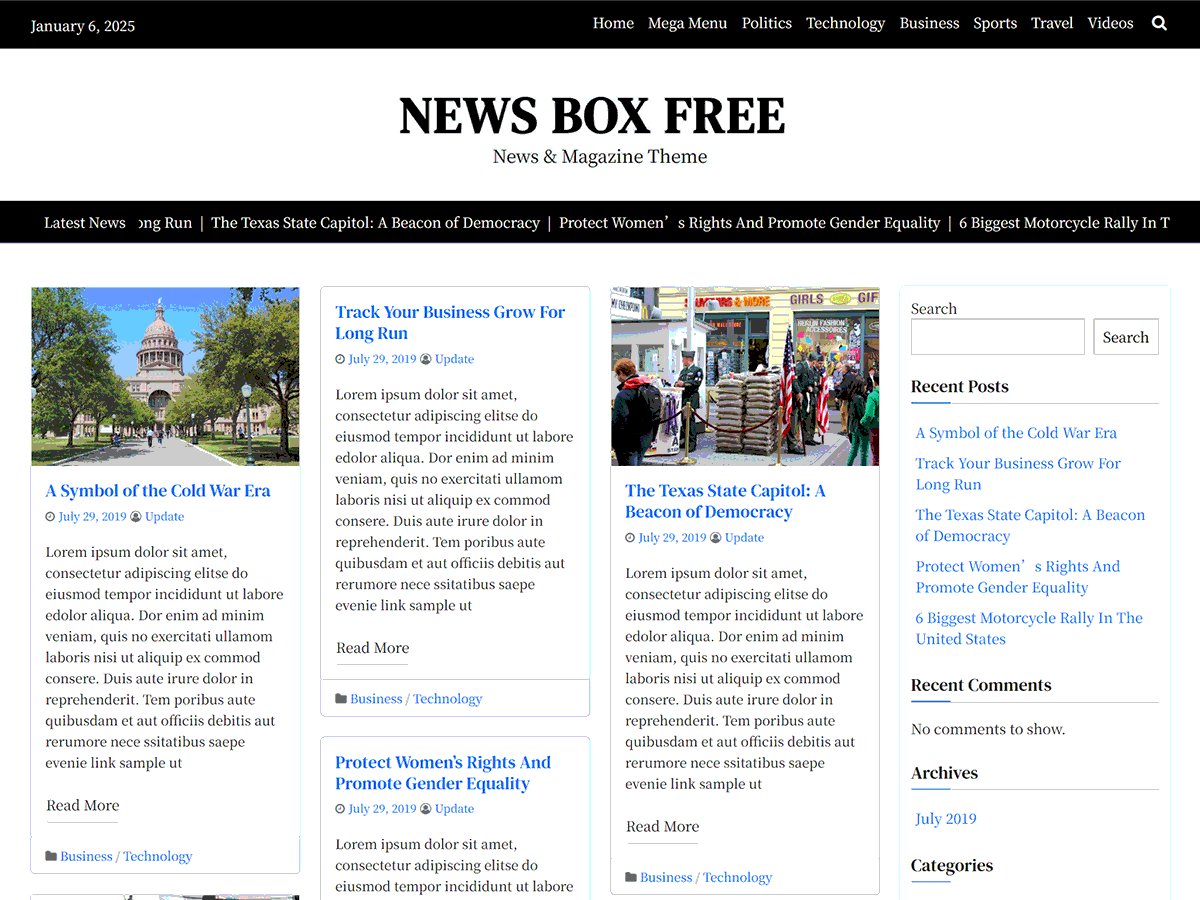News Box Free theme screenshot