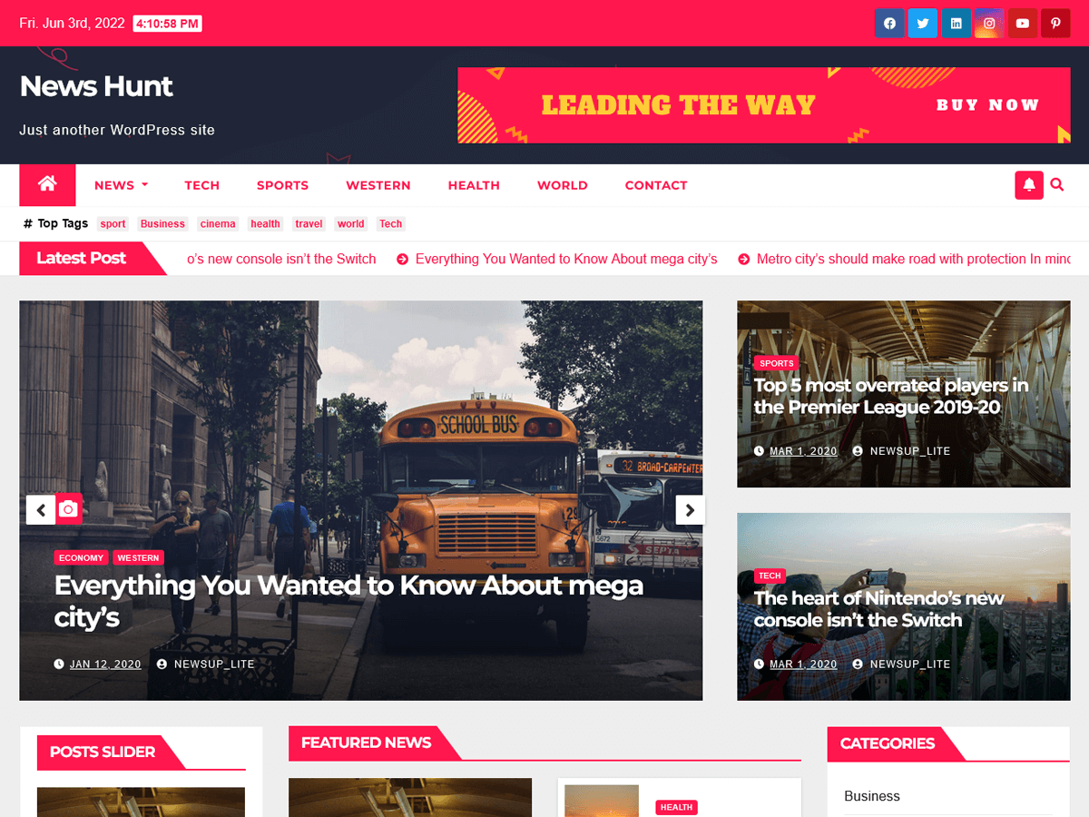 News Hunt theme screenshot