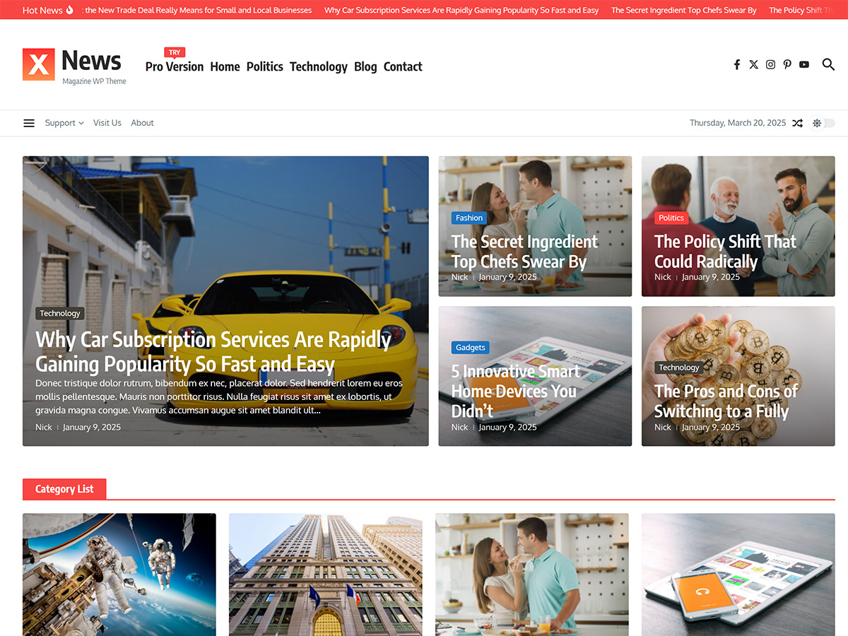 News Magazine X theme screenshot