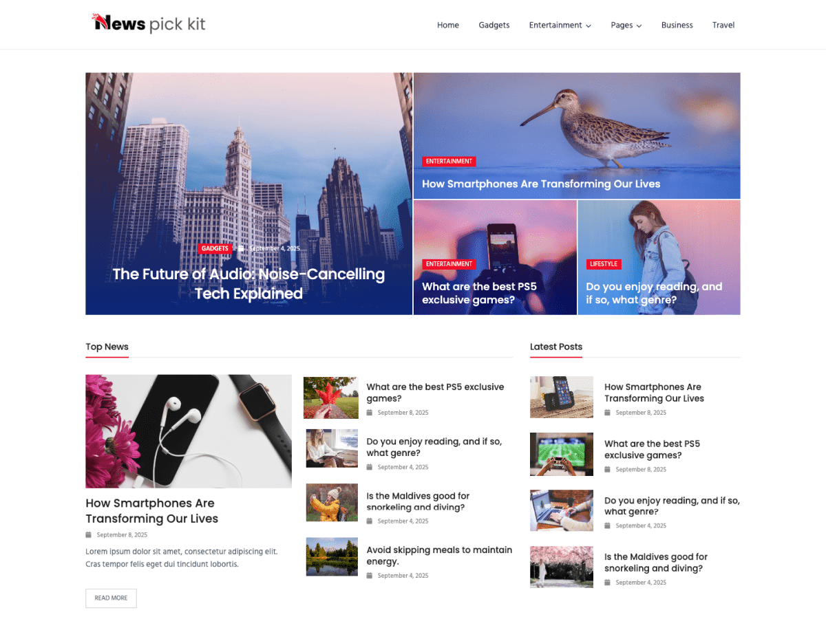 News Pick Kit theme screenshot