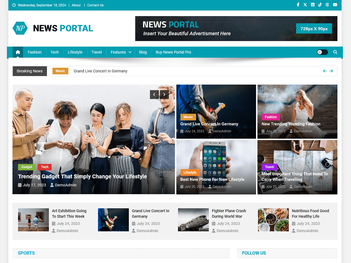News Portal theme screenshot