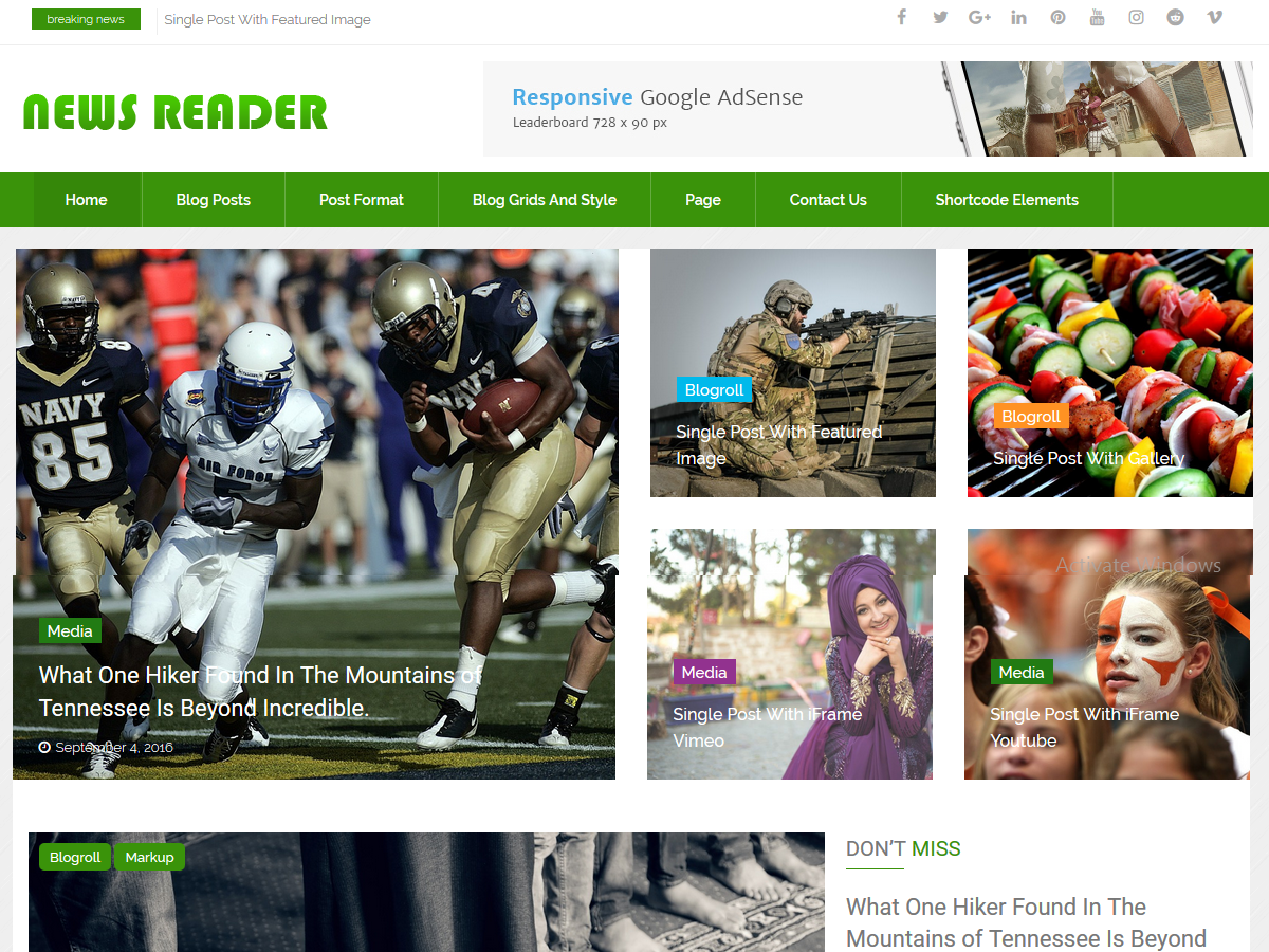 News Reader theme screenshot