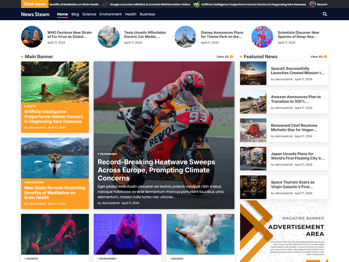 News Steam theme screenshot