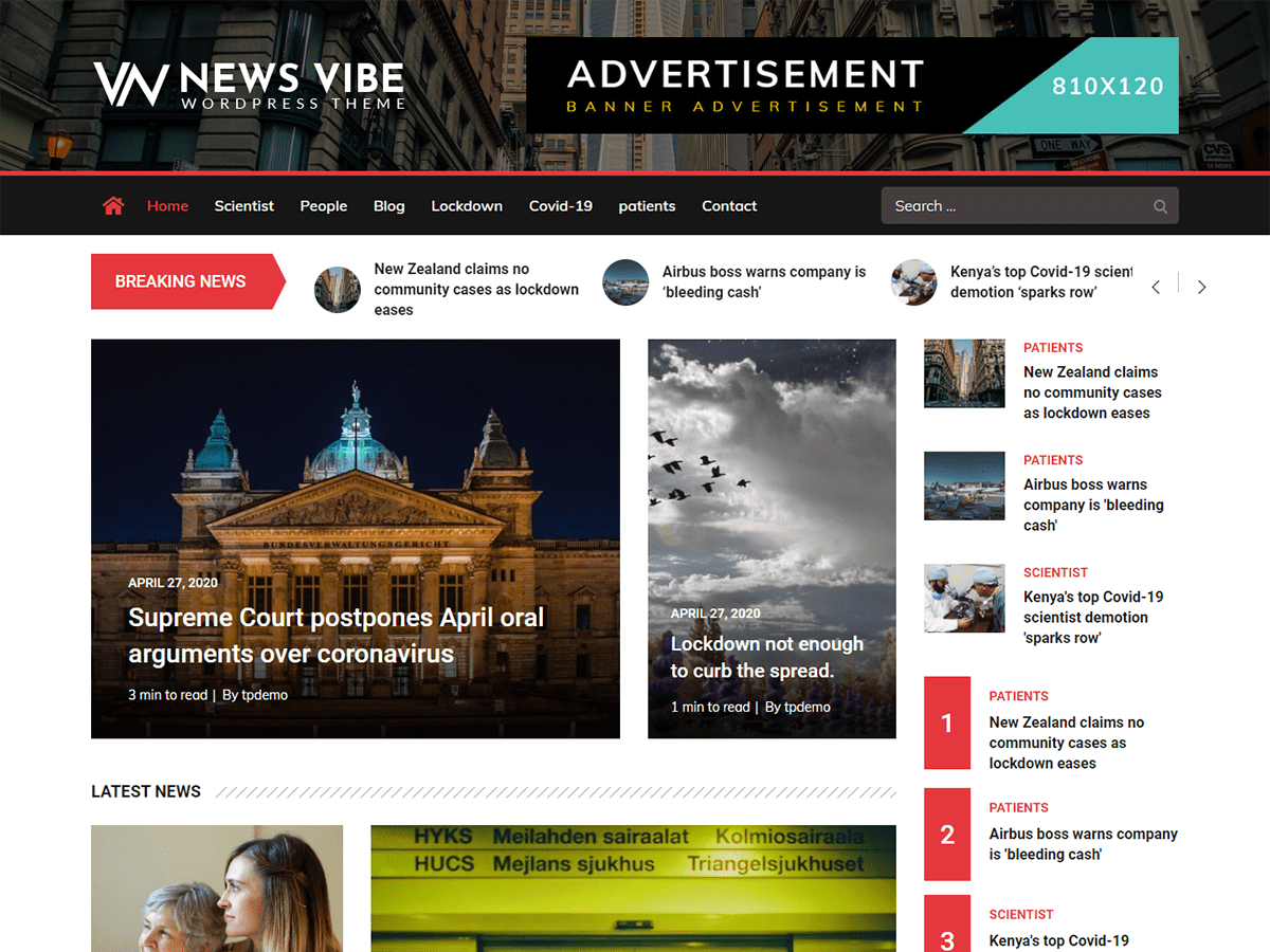 News Vibe theme screenshot