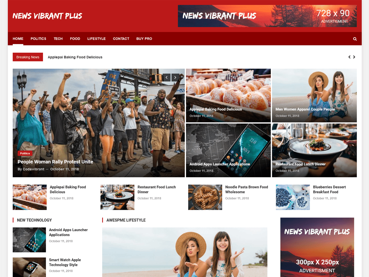 News Vibrant Plus theme screenshot