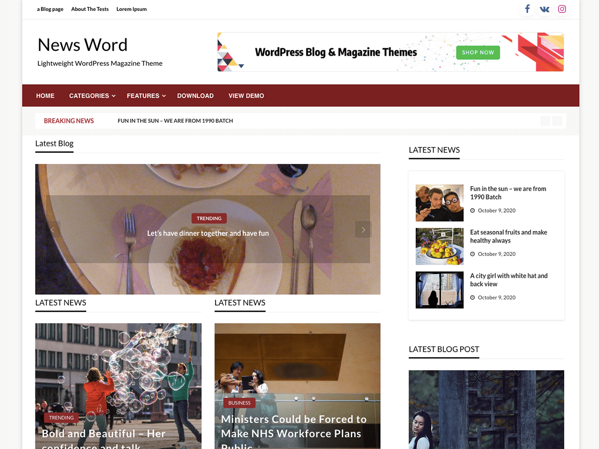 News Word theme screenshot
