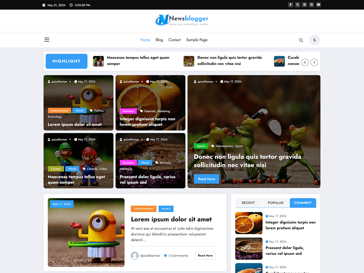 NewsBlogger theme screenshot